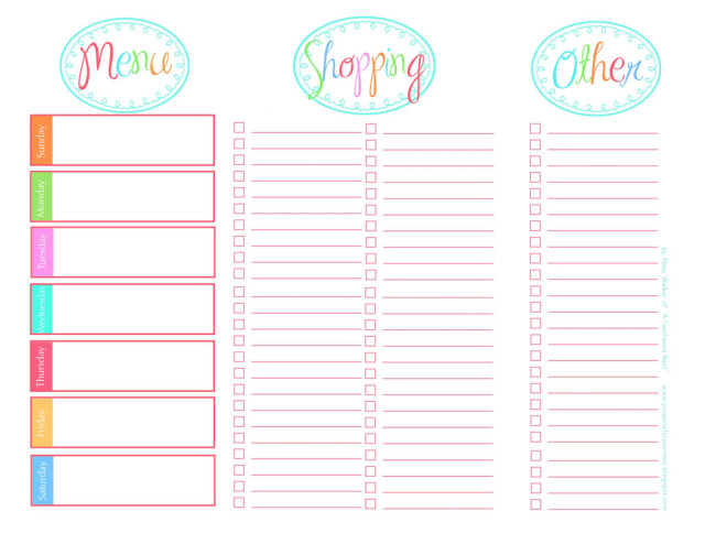 20 Free Menu Planner Printables