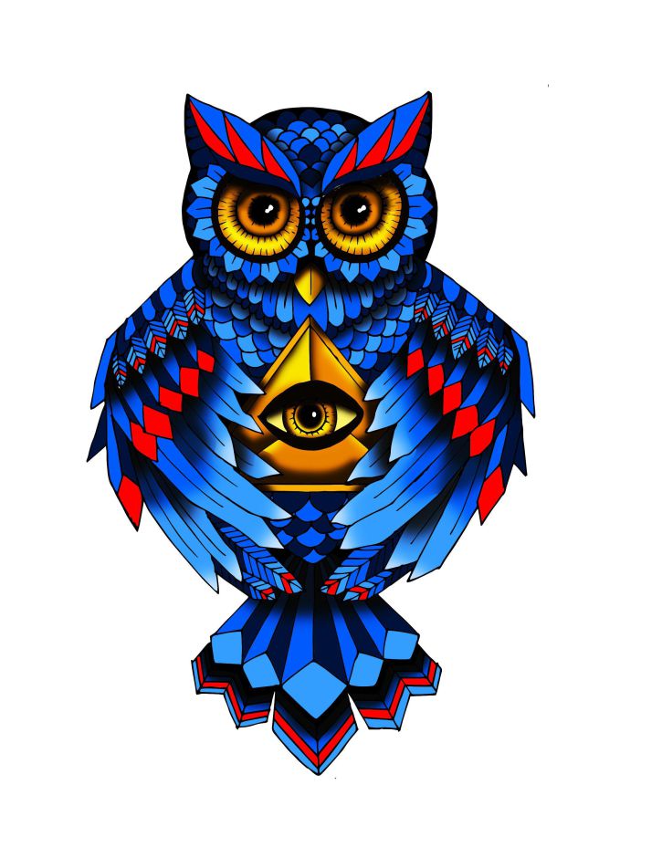 Owl Of Athena/minerva With All Seeing Eye Pyramid | Tattoodo.com
