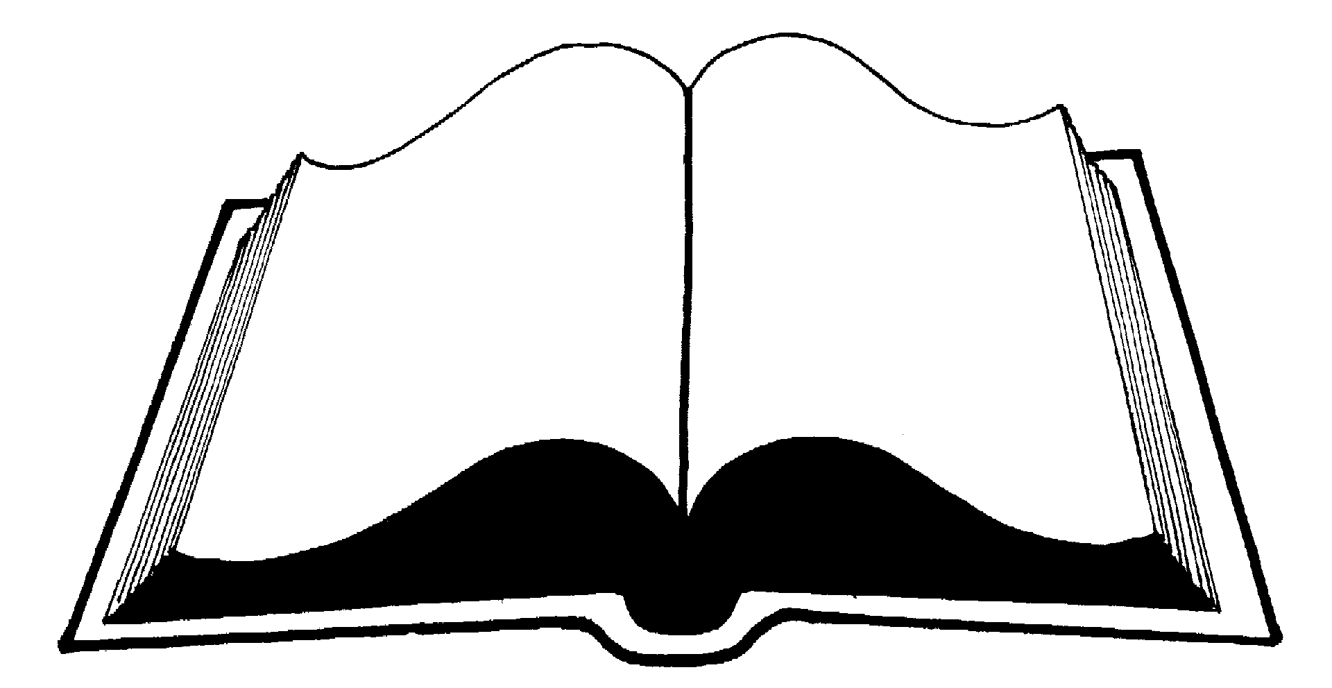 Open books clipart black and white