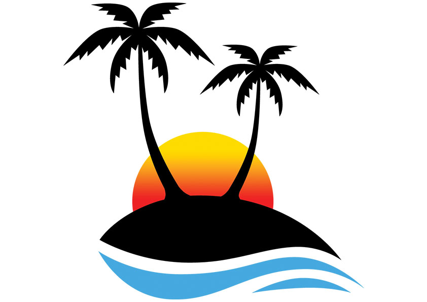 Clipart palm trees sun