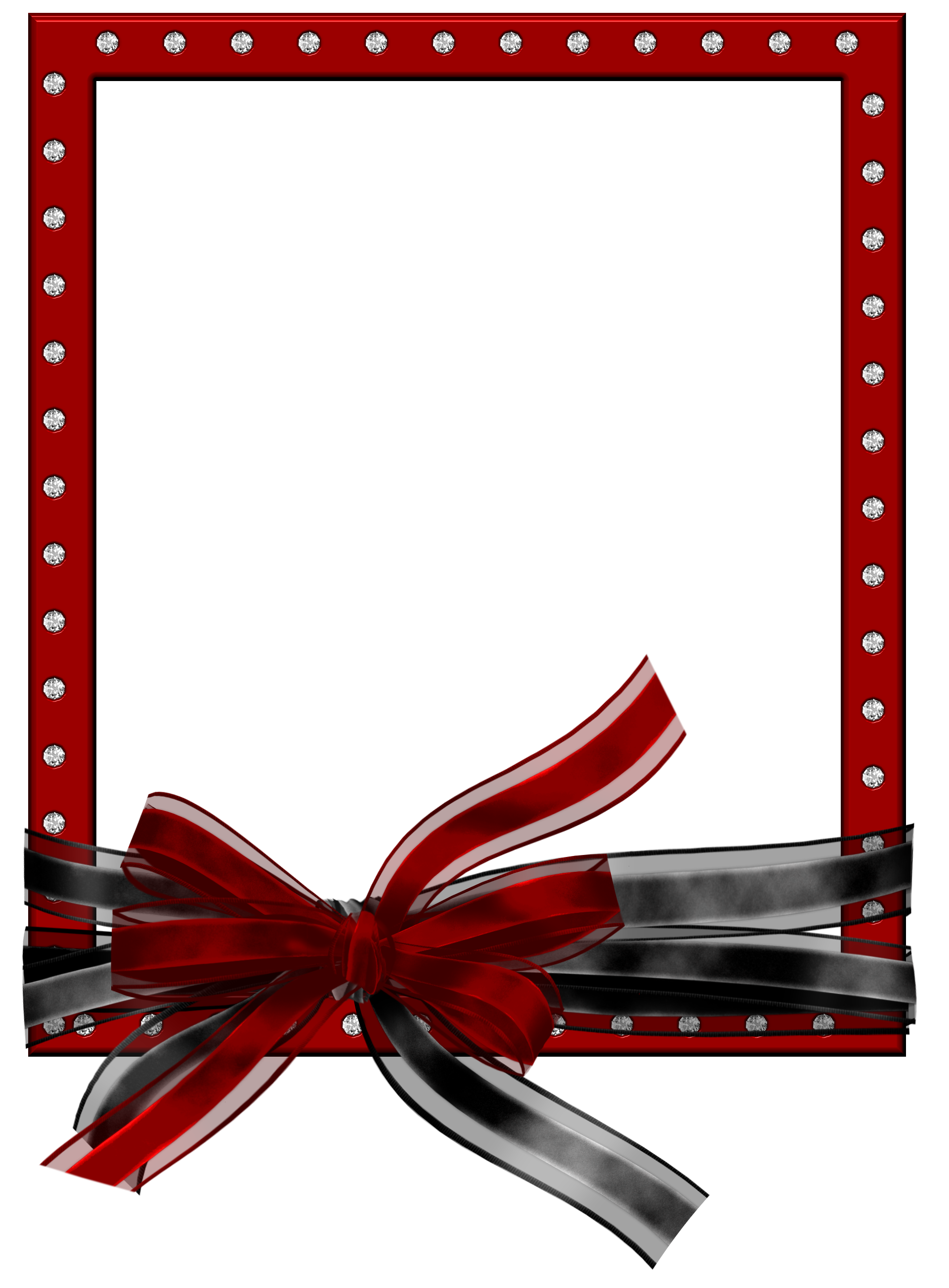 Red PNG Photo Frame with Black and Red Bow