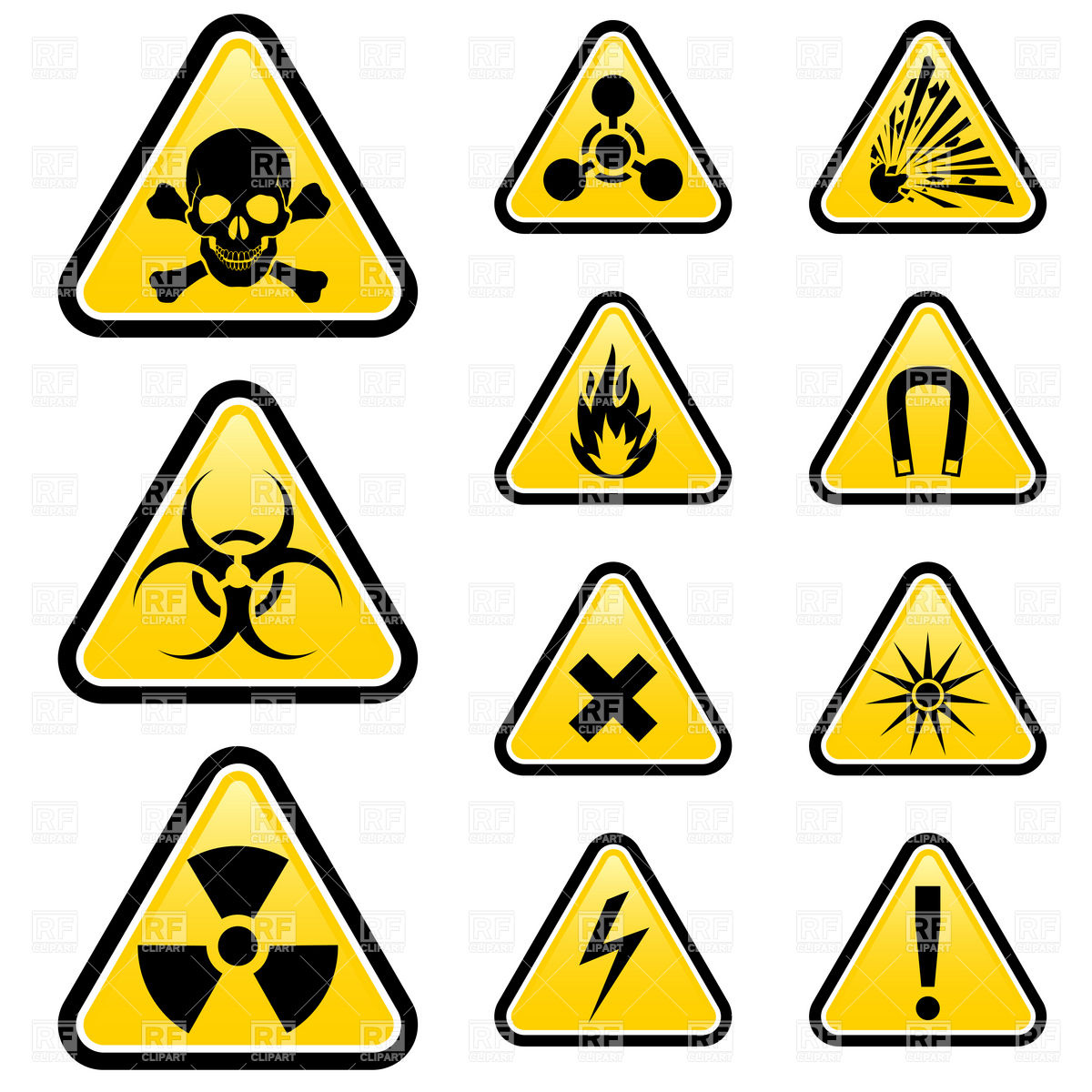 Hazard warning symbols set, Signs, Symbols, Maps, download Royalty ...