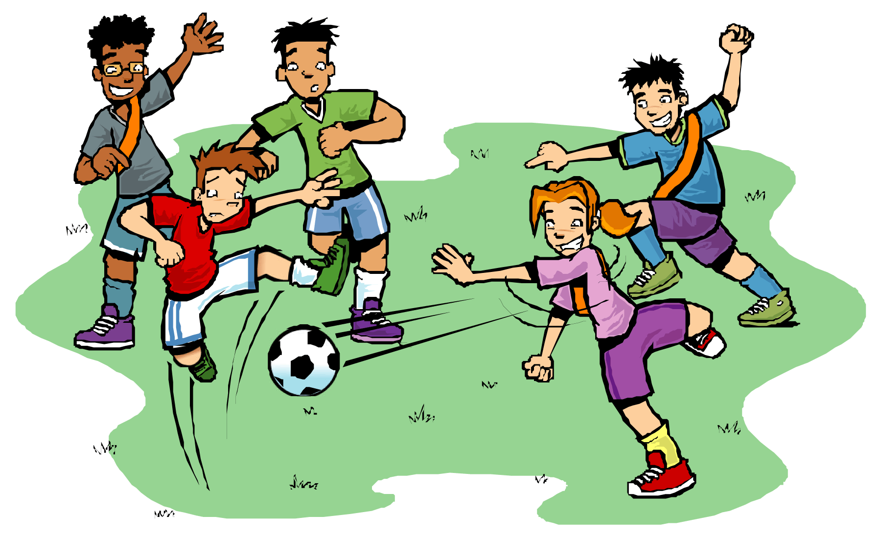 Kids playing football clipart