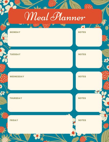 Pastel Colored Meal Planner Menu - Templates by Canva