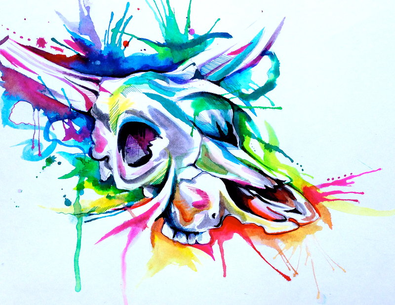 Rainbow Cow Skull Tattoo by Lucky978 on DeviantArt