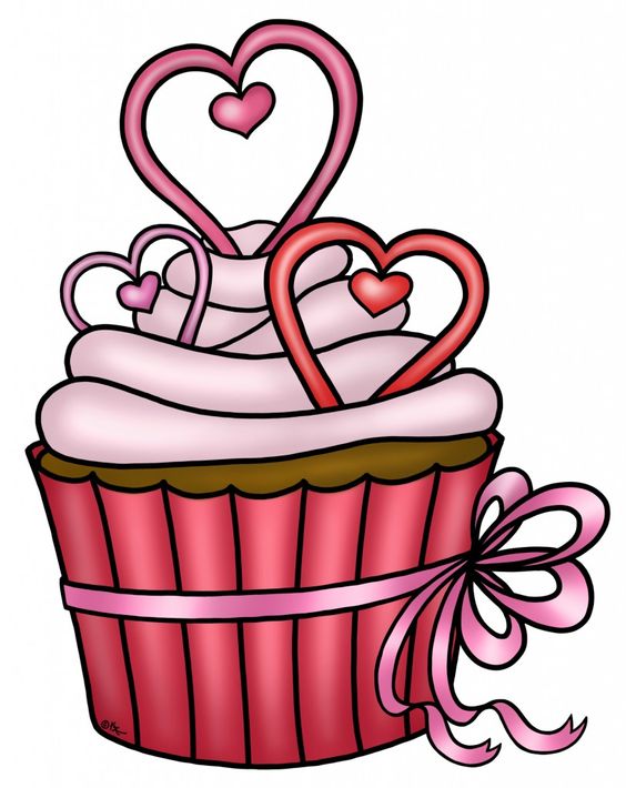 free hearts-cupcake-COLOR, or uncolored | Valentine's Clipart ...