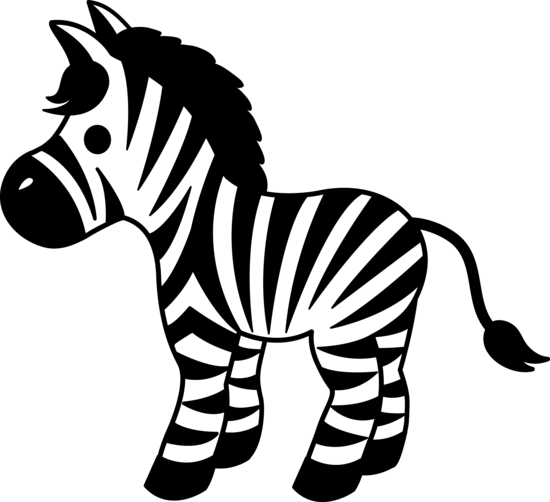 Simple cute zebra clipart black and white