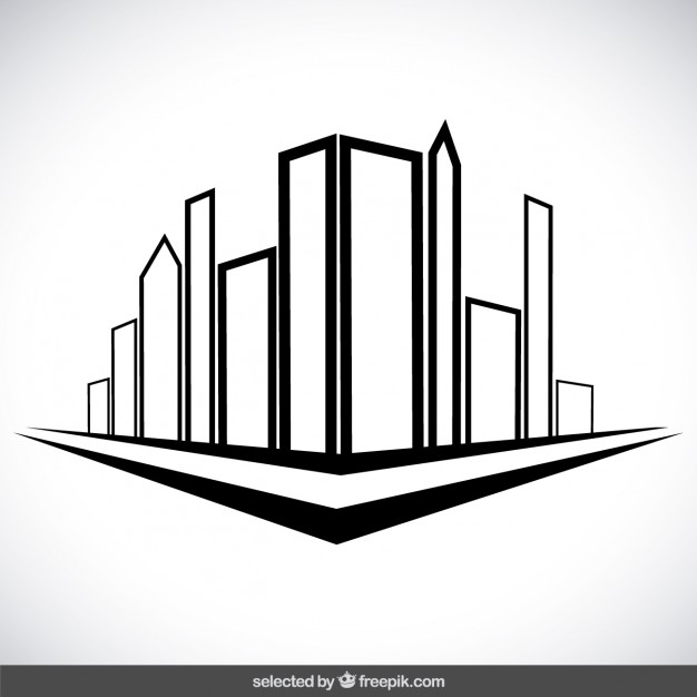 Outlined city buildings Vector | Free Download