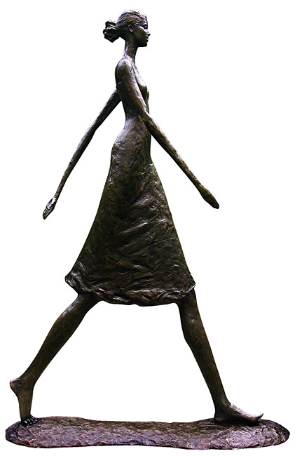 Tom Corbin Sculpture , "Woman Walking Tall" - Bronze