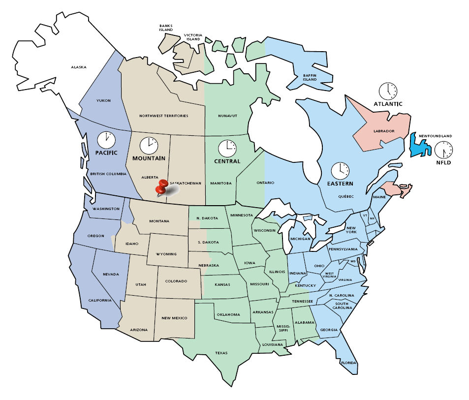 time zone map north america