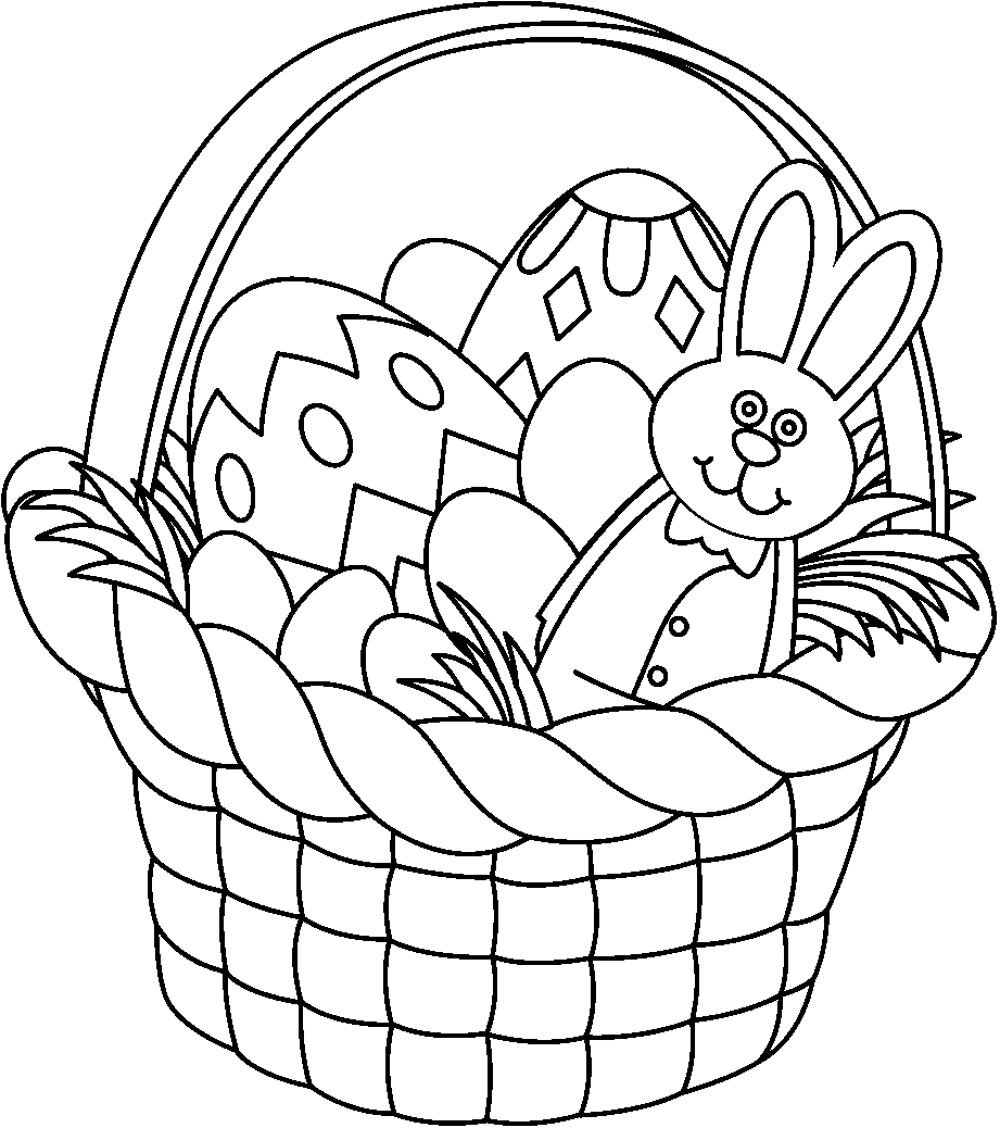 happy easter bunny clip-art black and white