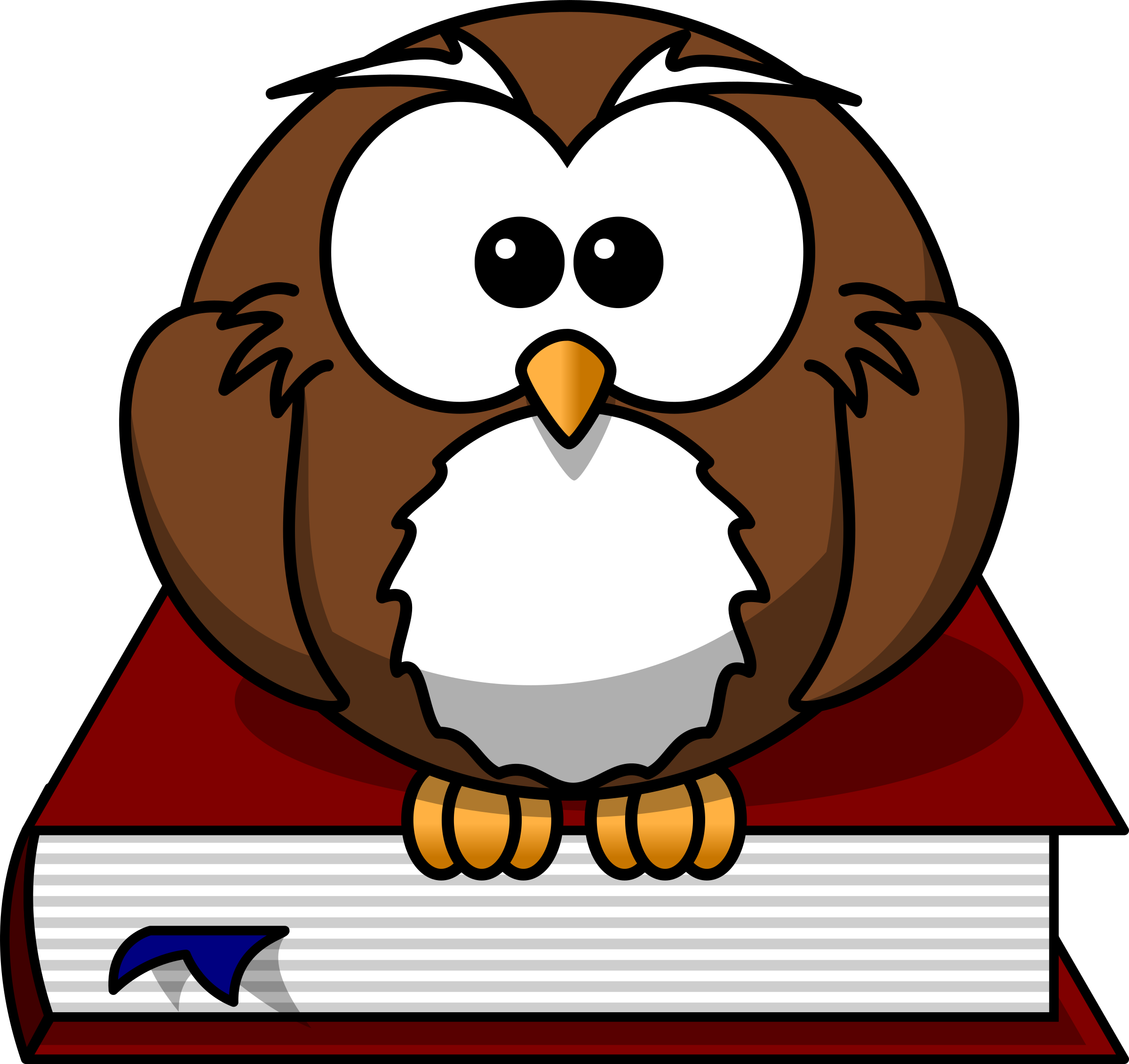 Clipart - Cartoon owl sitting on a book