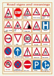 English worksheets: road signs and meanings