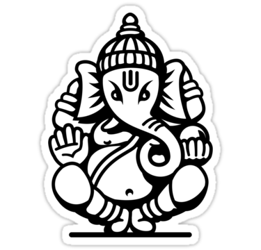 Ganesh Ganesa Ganapati 4 (black outline)" Stickers by MysticIsland ...