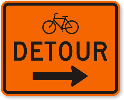 Bike Detour Signs | Fluorescent Orange