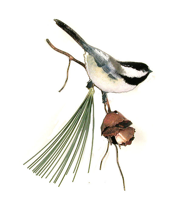 Chickadee with 3D pine cone