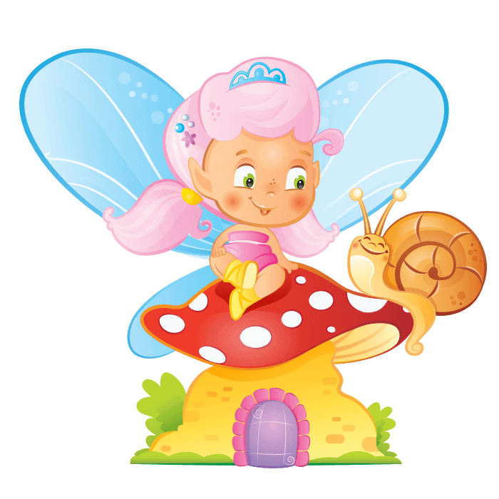 Fairies and Elves Wall Decals for Kids Rooms, Fairy on Mushroom ...