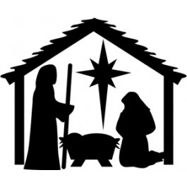 nativity clip art black and white
