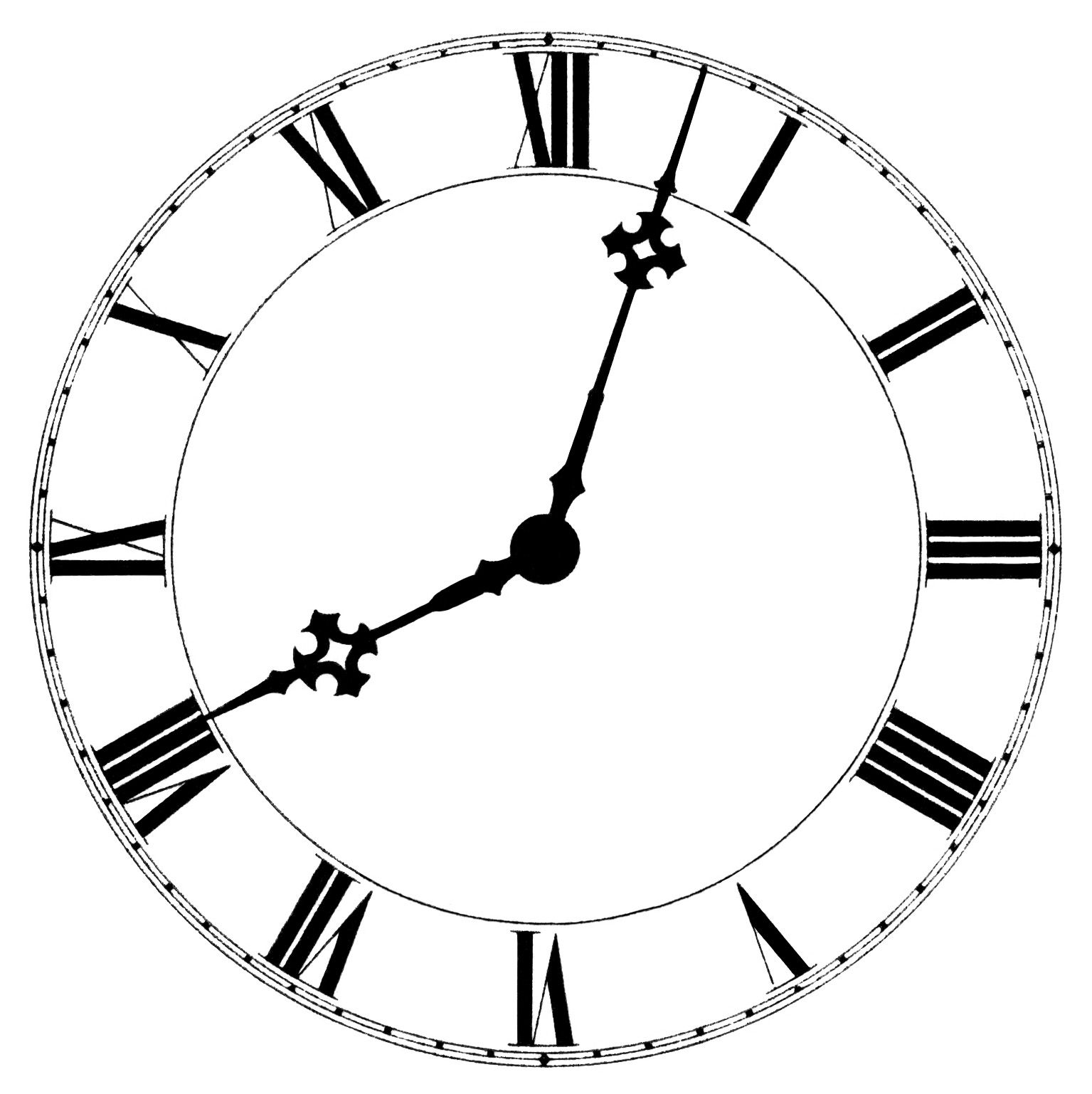 Roman Numerals Clock Clip Art Black and White, and white clip art ...