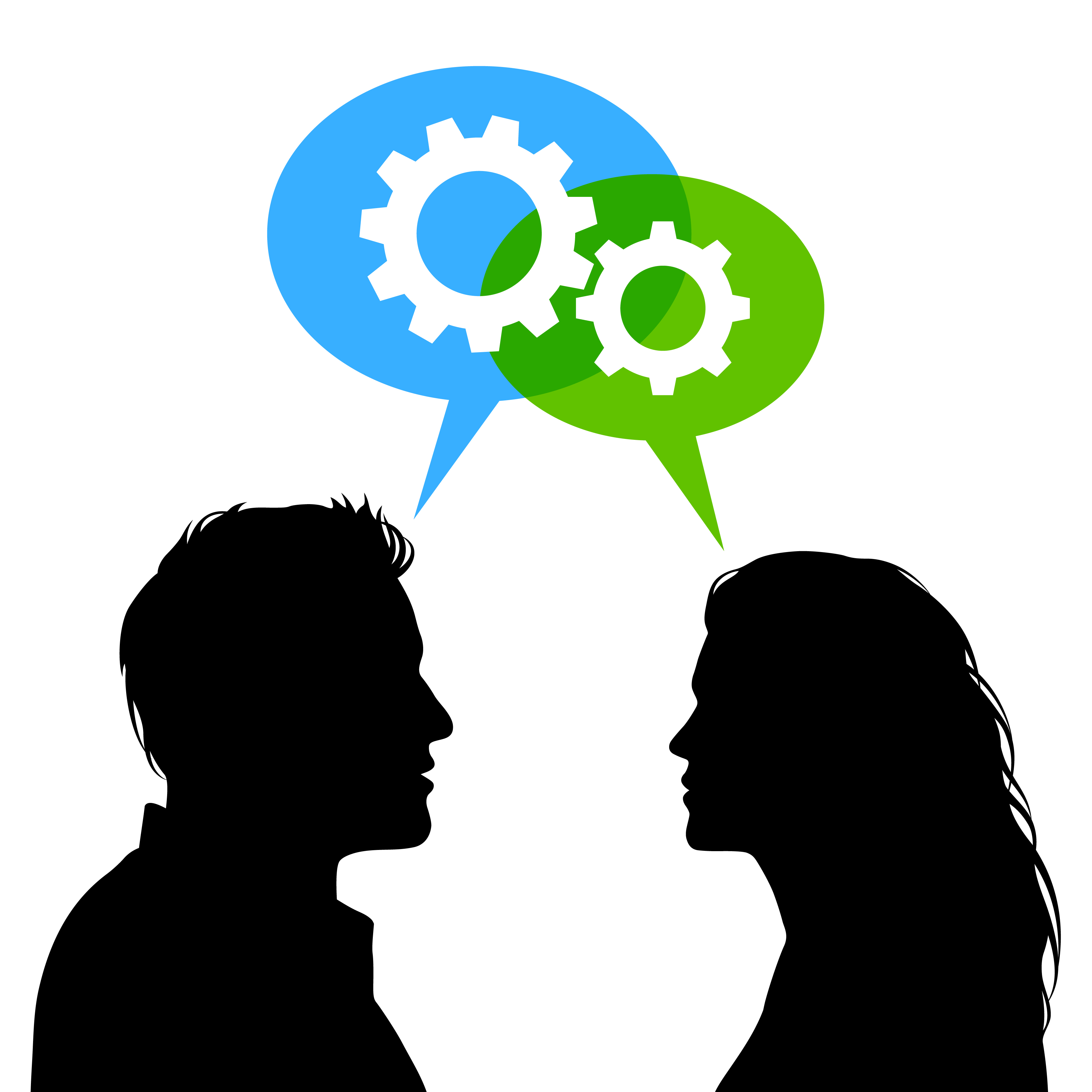 2 people one talking one listening clipart