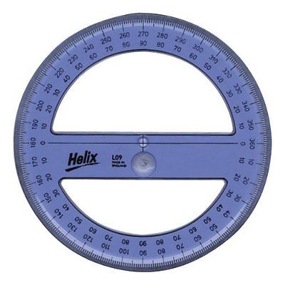 3 x Helix 360 Degree Protractor. Blue. School, Maths, Angle ...