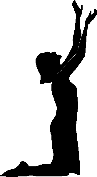 A person kneeling silhouette clipart on both knees