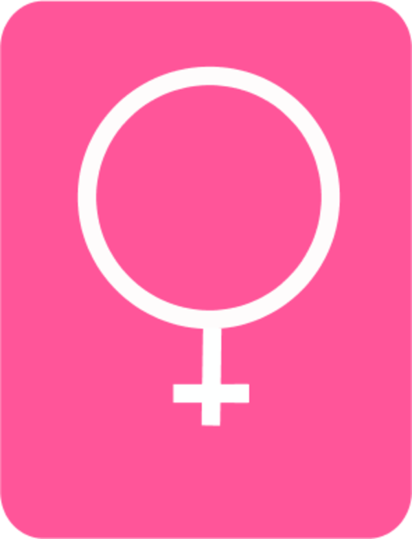 female sign in a rectangular blue background - vector Clip Art