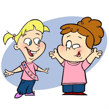 Girl with friends clipart