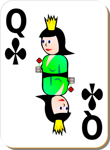 Queen of Clubs gaming card vector illustration | Public domain vectors