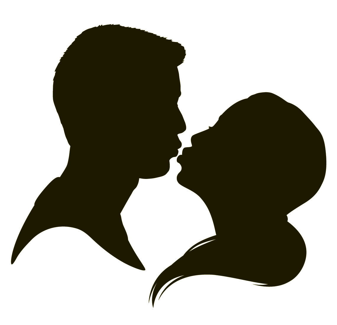 Two people kissing clipart