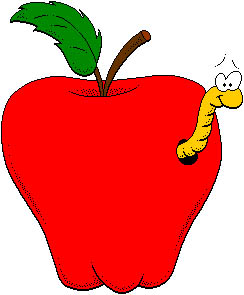 Apple with worm clip art