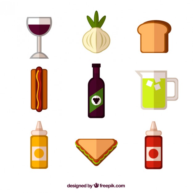 Set of flat barbecue and picnic food Vector | Free Download