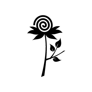 Flower Clipart - Black Swirl Flower with White Background ...