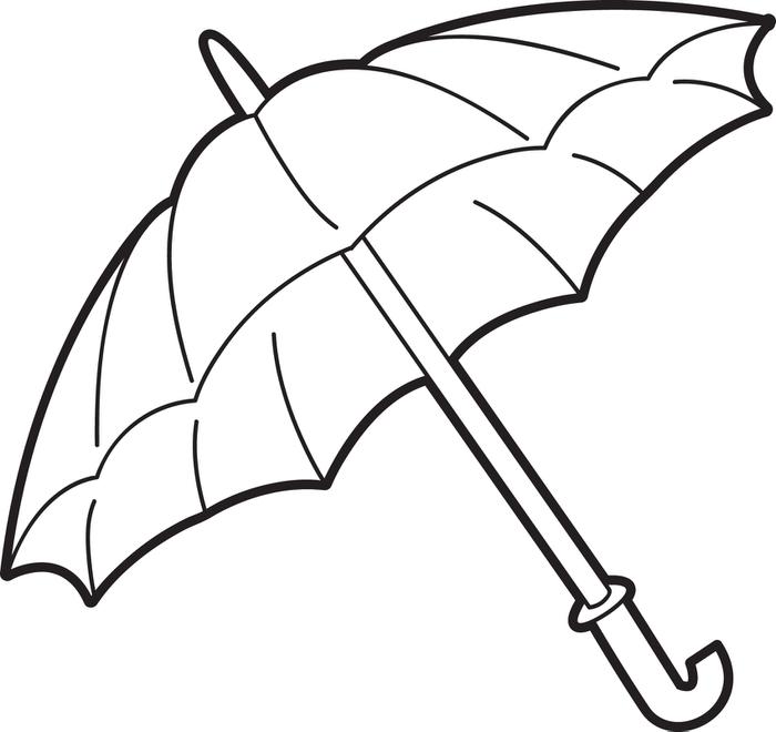 Free, Printable Umbrella with Raindrops Spring Coloring Page