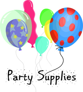 Free Party Clip Art Image - Party Supplies for a Birthday Party