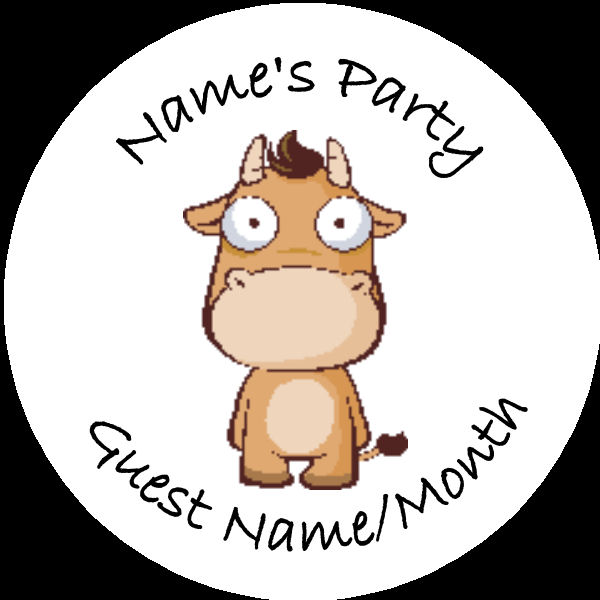 Personalised custom badge Kids Party cow - Createabadge.