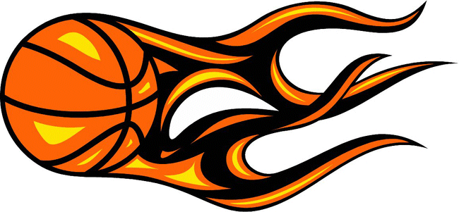 Basketball with flames clipart