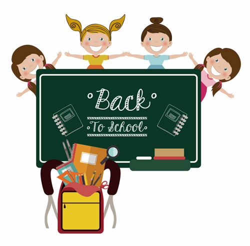 Back to school children vector background 02 - Vector Background ...