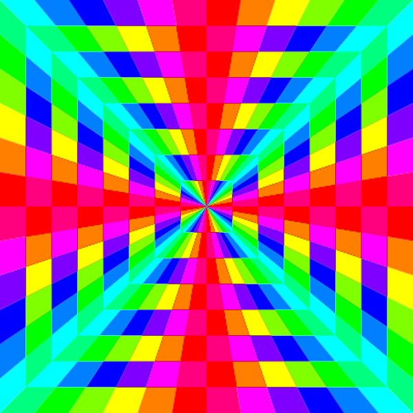 12 color rainbow square tunnel - vector Clip Art