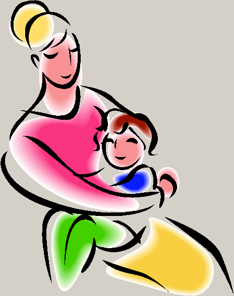 Kid hugging mother clipart