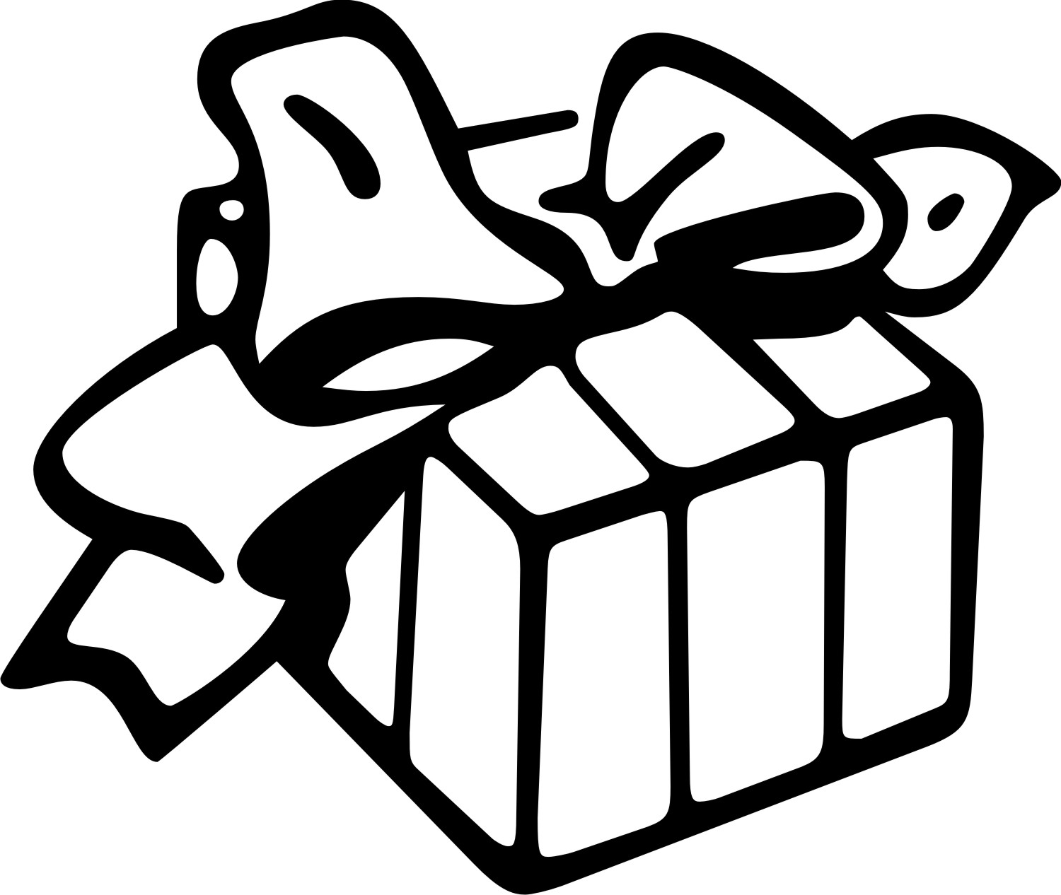 Christmas present clipart black white