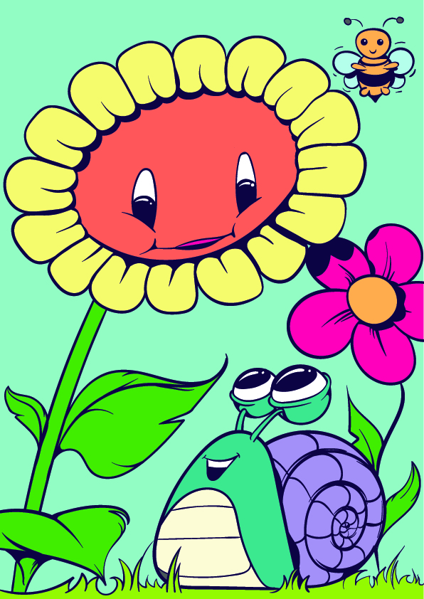 Learn How to Draw a Sunflower and a Snail - Step by Step Tutorial