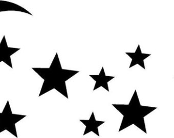 Black stars and moon clipart