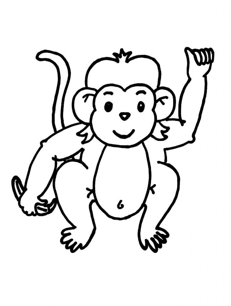 Cute monkey clipart black and white