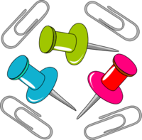 paper clips and paper pin thumbtack pin - vector Clip Art