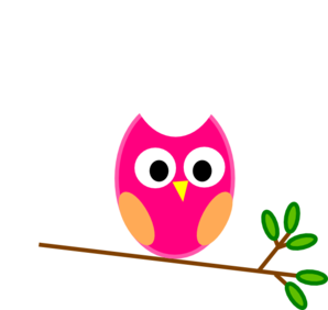 Pink Owl On Branch clip art - vector clip art online, royalty free ...