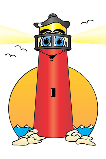 Lighthouse Cartoon Red" by Graphxpro | Redbubble