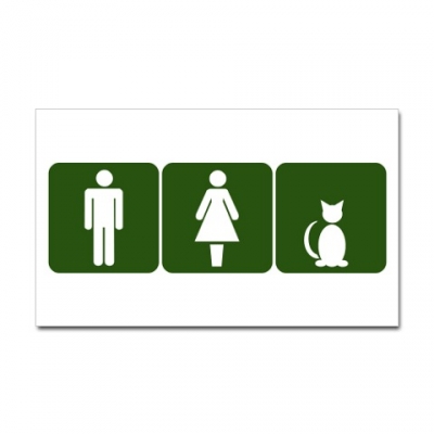 Cat / Man / Woman Restroom Sign Rectangle Sticker < Cat Restroom ...