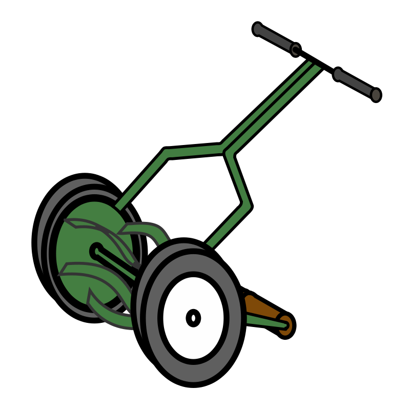 Cartoon Push Reel Lawn Mower Free Vector