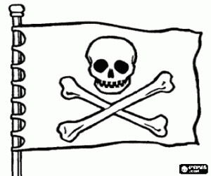 Jolly Roger, the pirate flag coloring page printable game